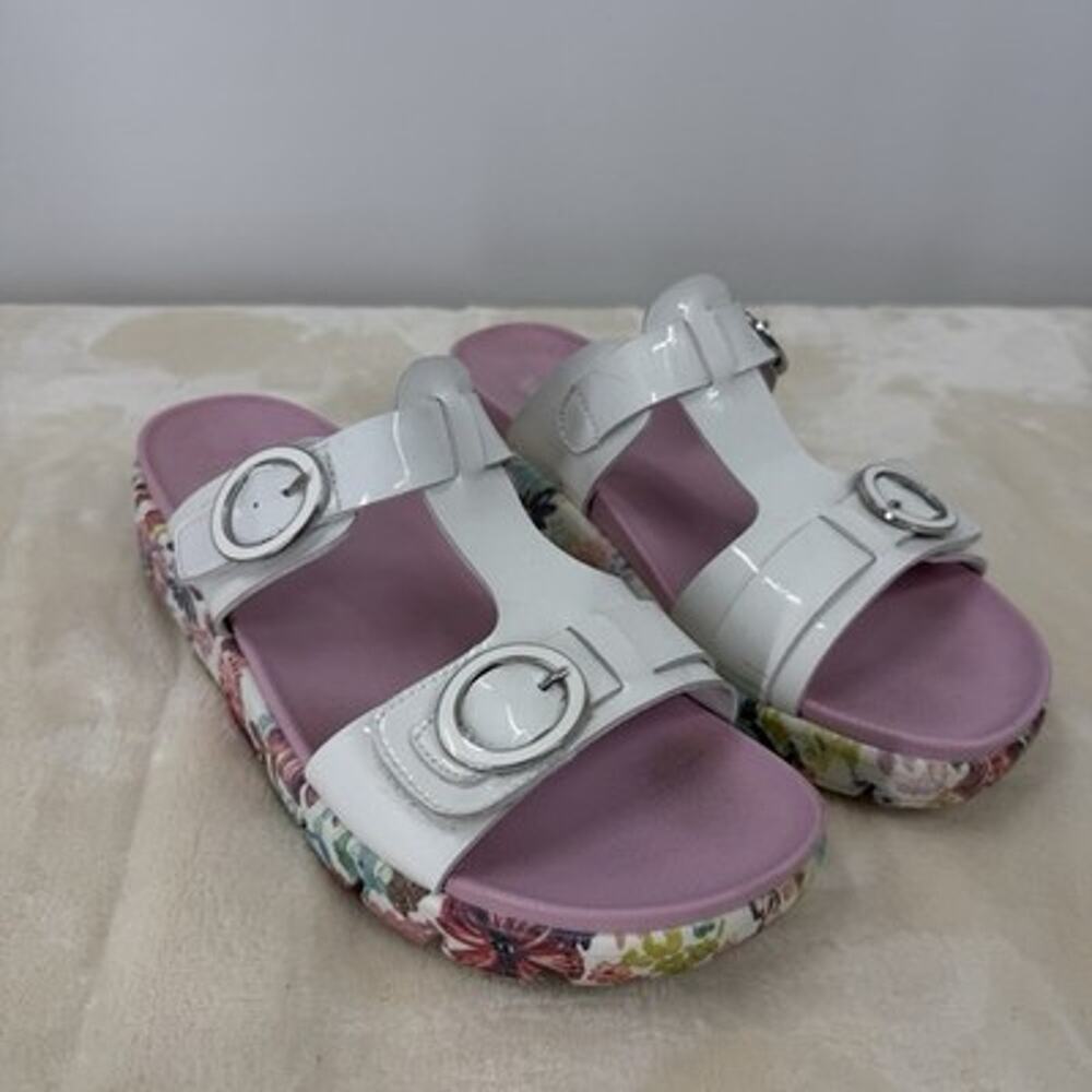 Alegria Vita Platform Slide Sandals 39 US 9 White Patent Leather Pink Floral - Picture 14 of 14